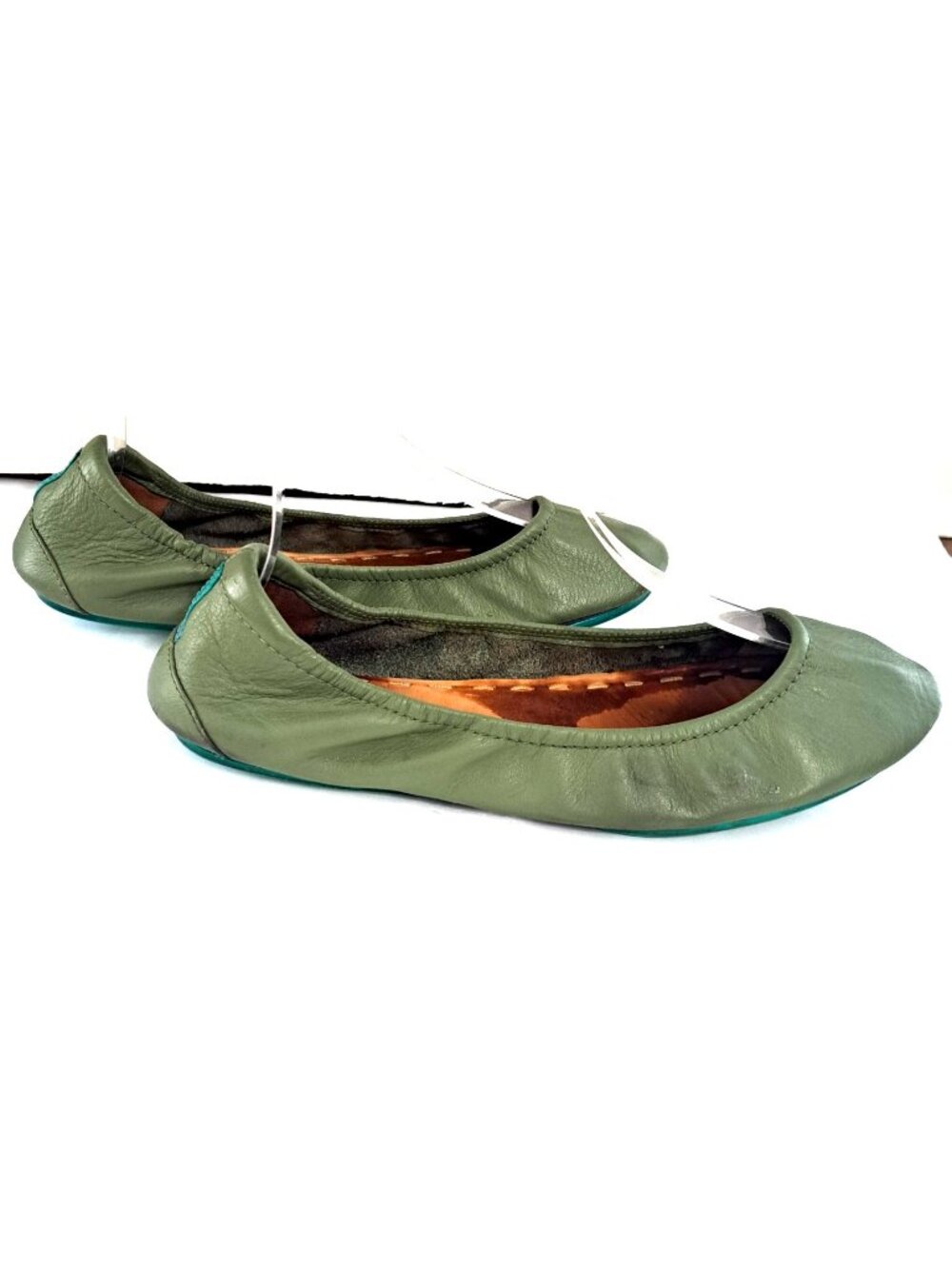 Tieks by Gavrieli Women’s 8 Olive Green Leather Foldable Ballet Flats Round Toe - Picture 3 of 14